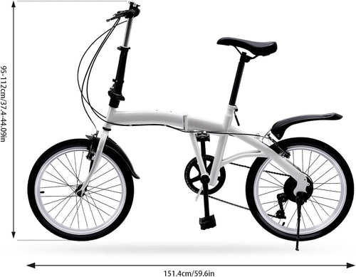 20" Folding Commuter Bike with 7-Speed Gears, Carbon Steel, Portable