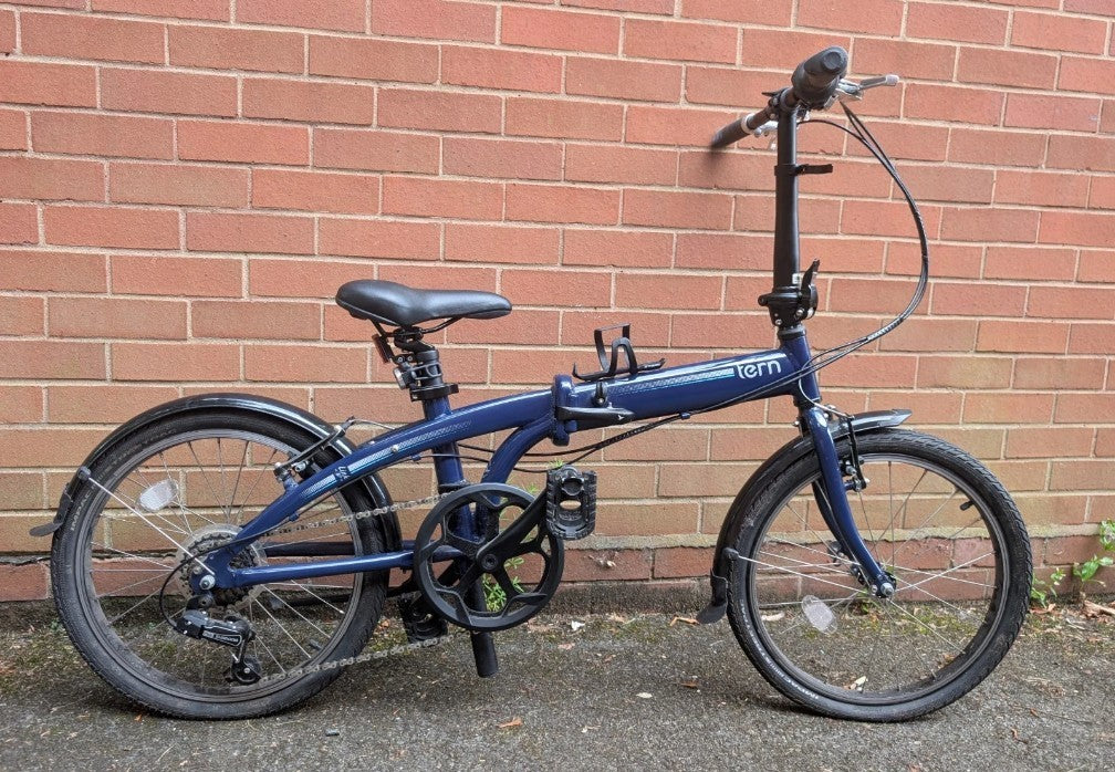 Tern Link B7 Folding Bike Midnight Blue With Hanging Basket Accessory