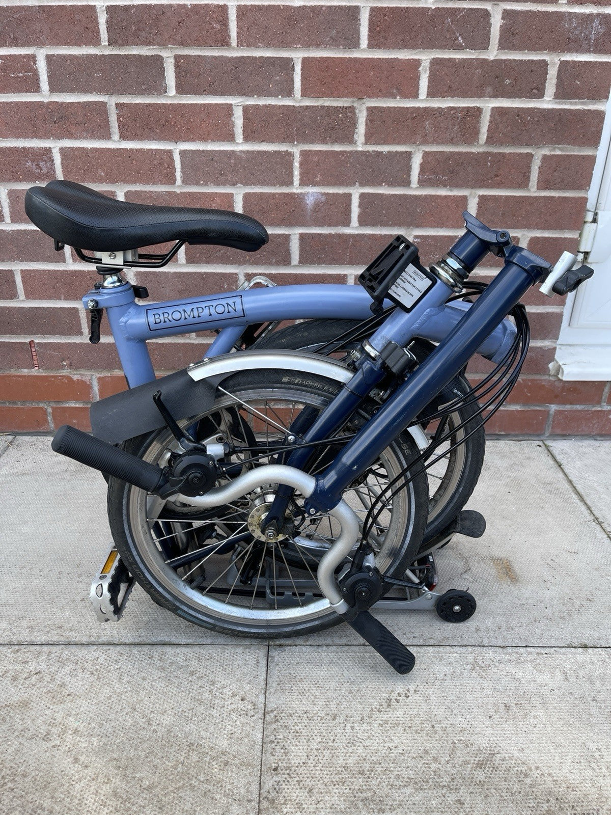 Brompton Folding Bike 16 in Blue with Mudguards, Side Pull Caliper Brakes
