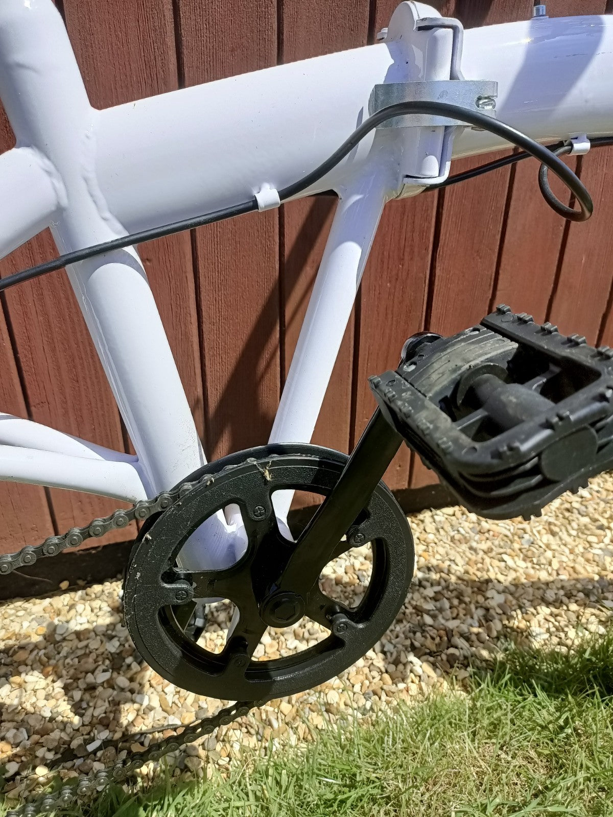 7 Speed 20" Folding White Bike with stand #1216