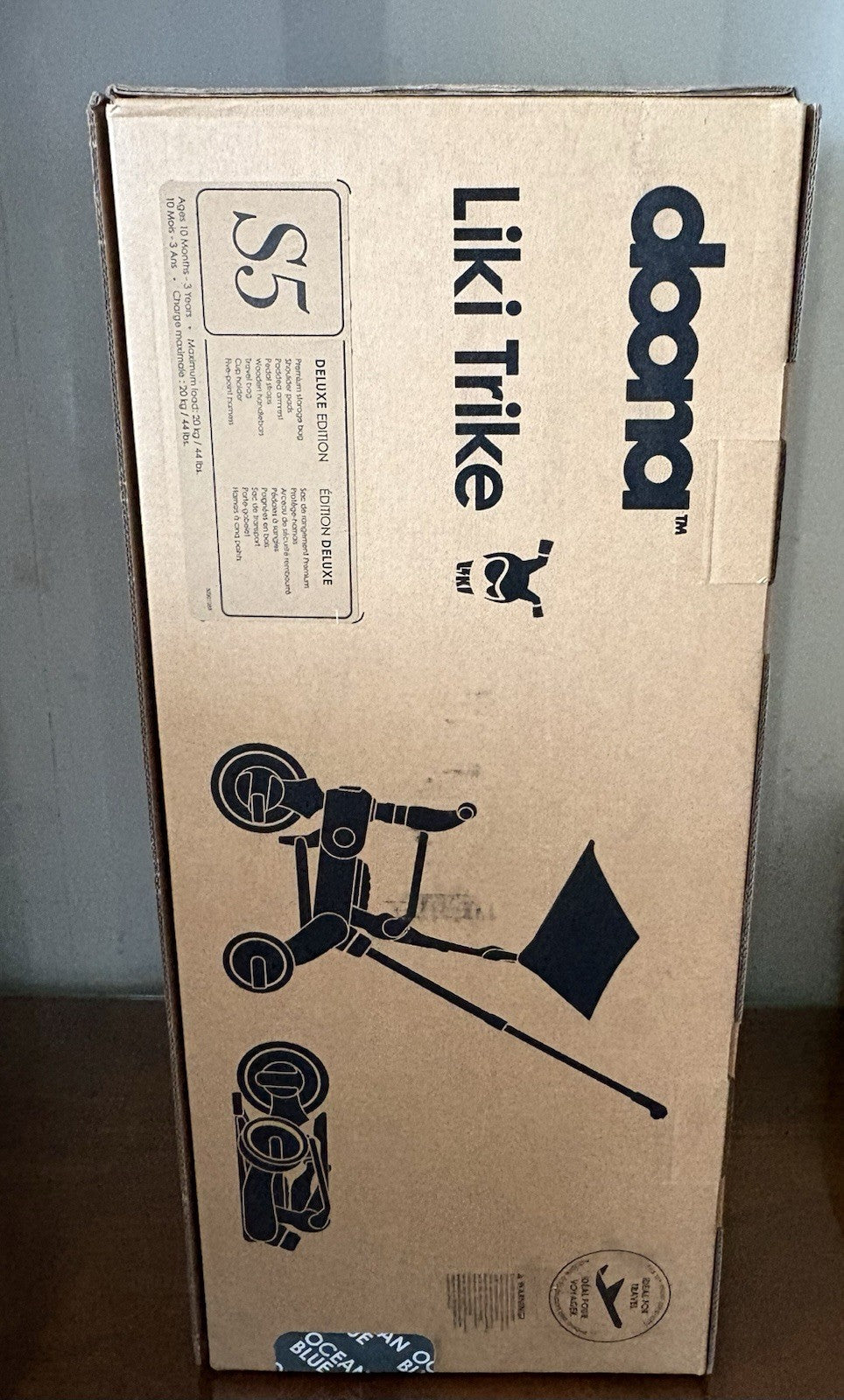 Doona Liki Trike S5 Deluxe Foldable Push-Along Trike Ocean Blue- New-RRP £269