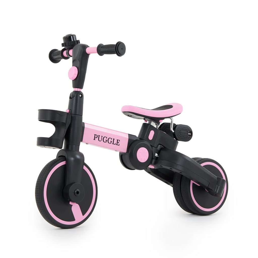 Puggle 3-in-1 Folding Trike & Balance Bike with Parent Handle - Pink