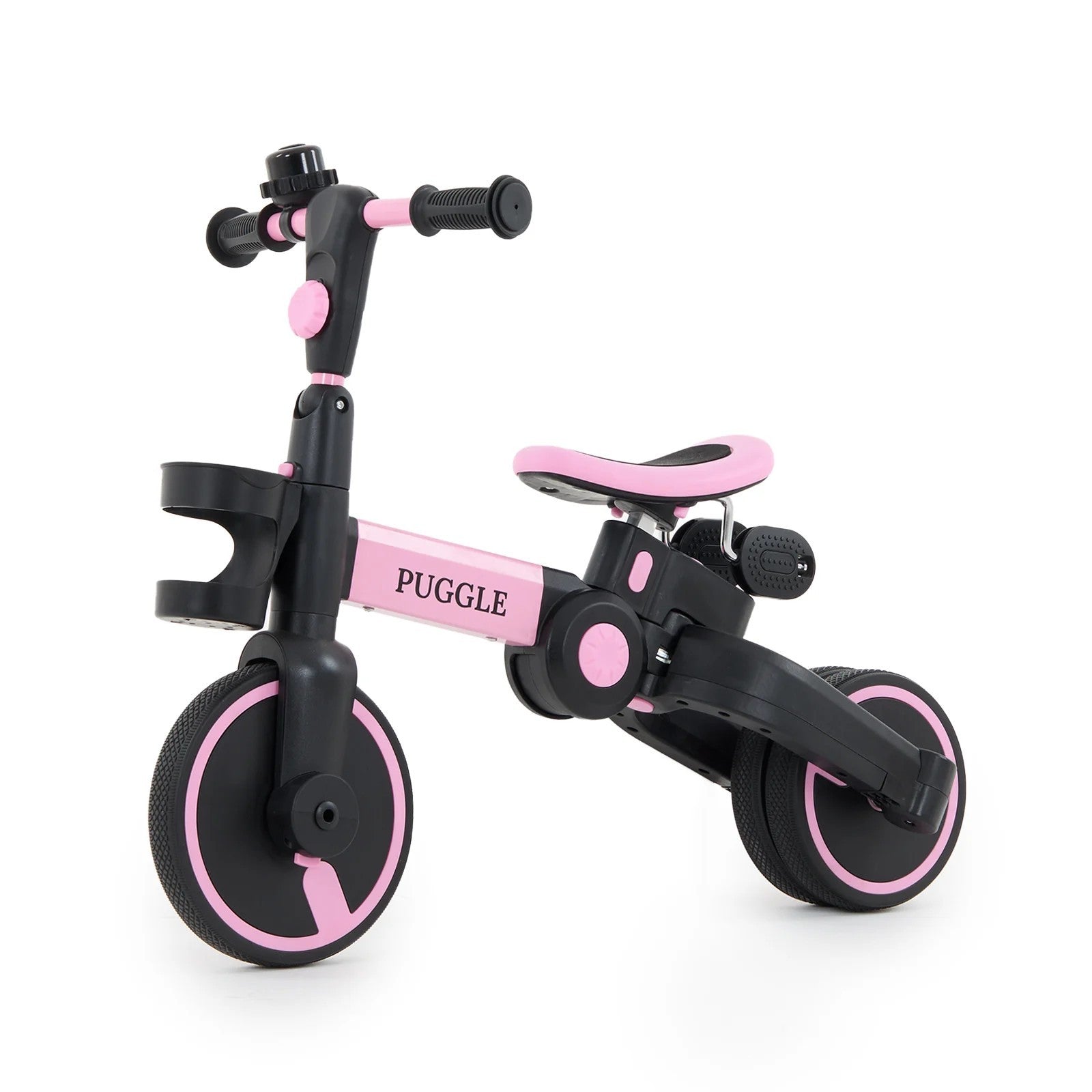 Puggle 3-in-1 Folding Trike & Balance Bike with Parent Handle - Pink