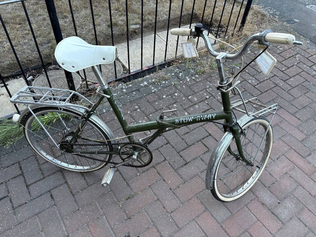 Stowaway 20in Green Step-Through Folding Bike, Front/Rear Racks, Mudguards