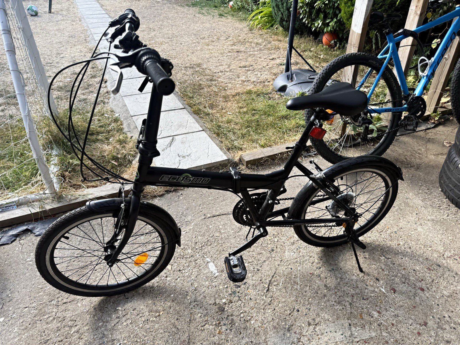 ECOSMO 20in Folding Bike Black, Mudguards Kickstand Reflectors, Derailleur