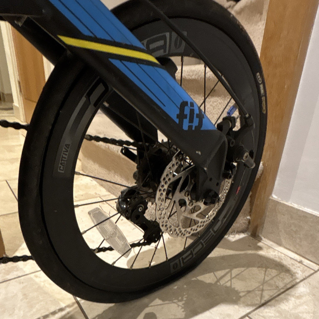 JAVA 20in Folding Bike Mechanical Disc, Derailleur Gears, Mudguards, Black/Blue