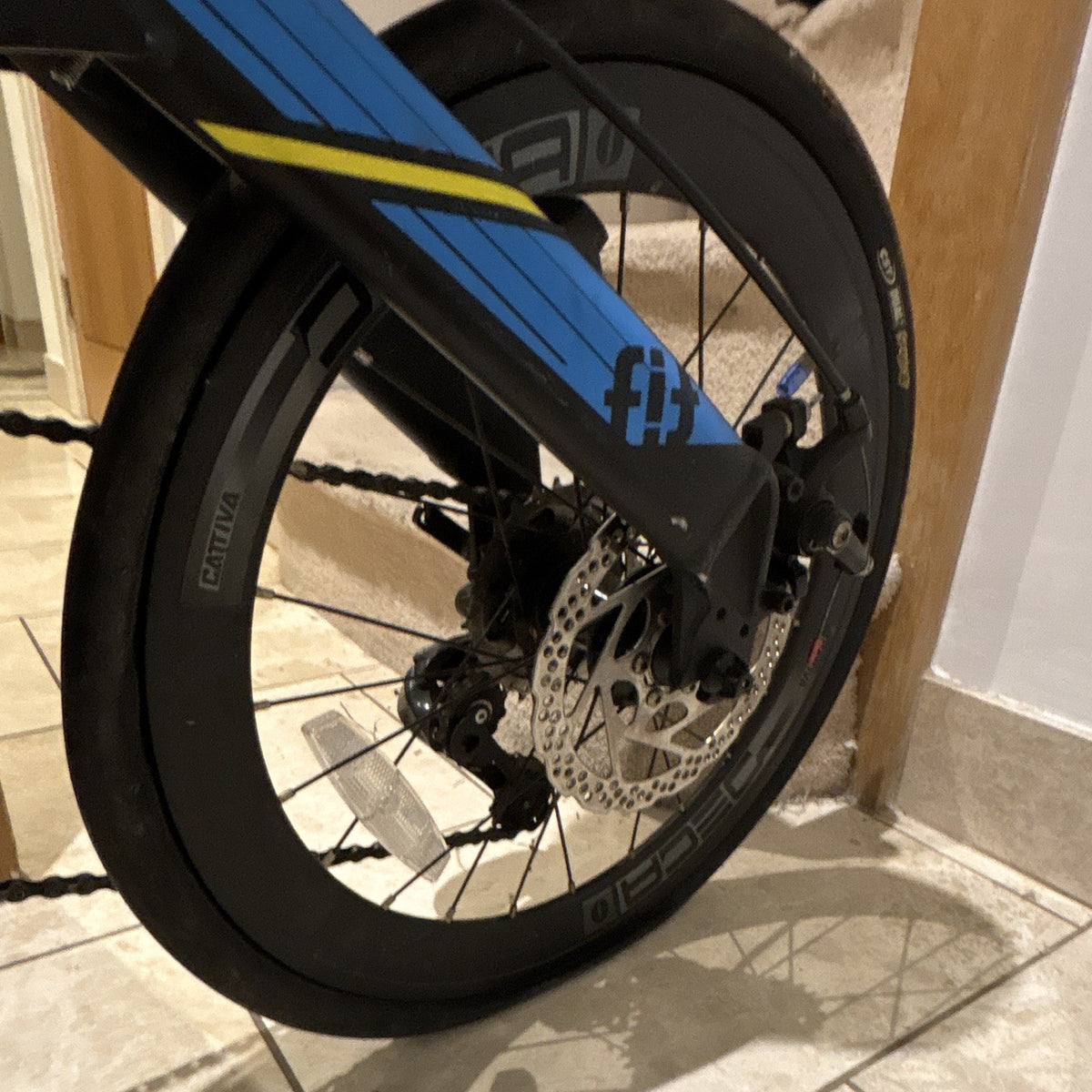 JAVA 20in Folding Bike Mechanical Disc, Derailleur Gears, Mudguards, Black/Blue