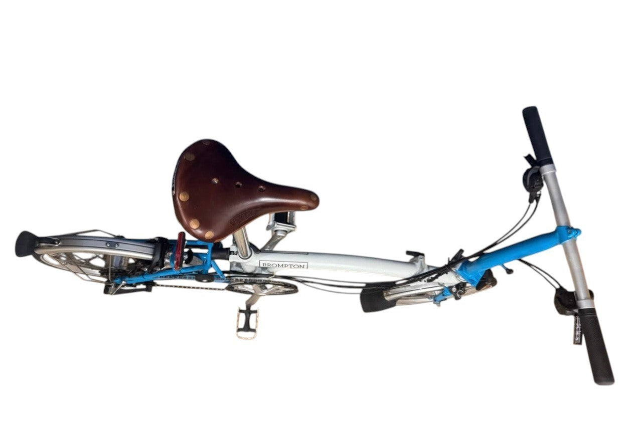 Brompton C Line S6L (6 Speed)  folding bicycle - Off White -Bright Blue