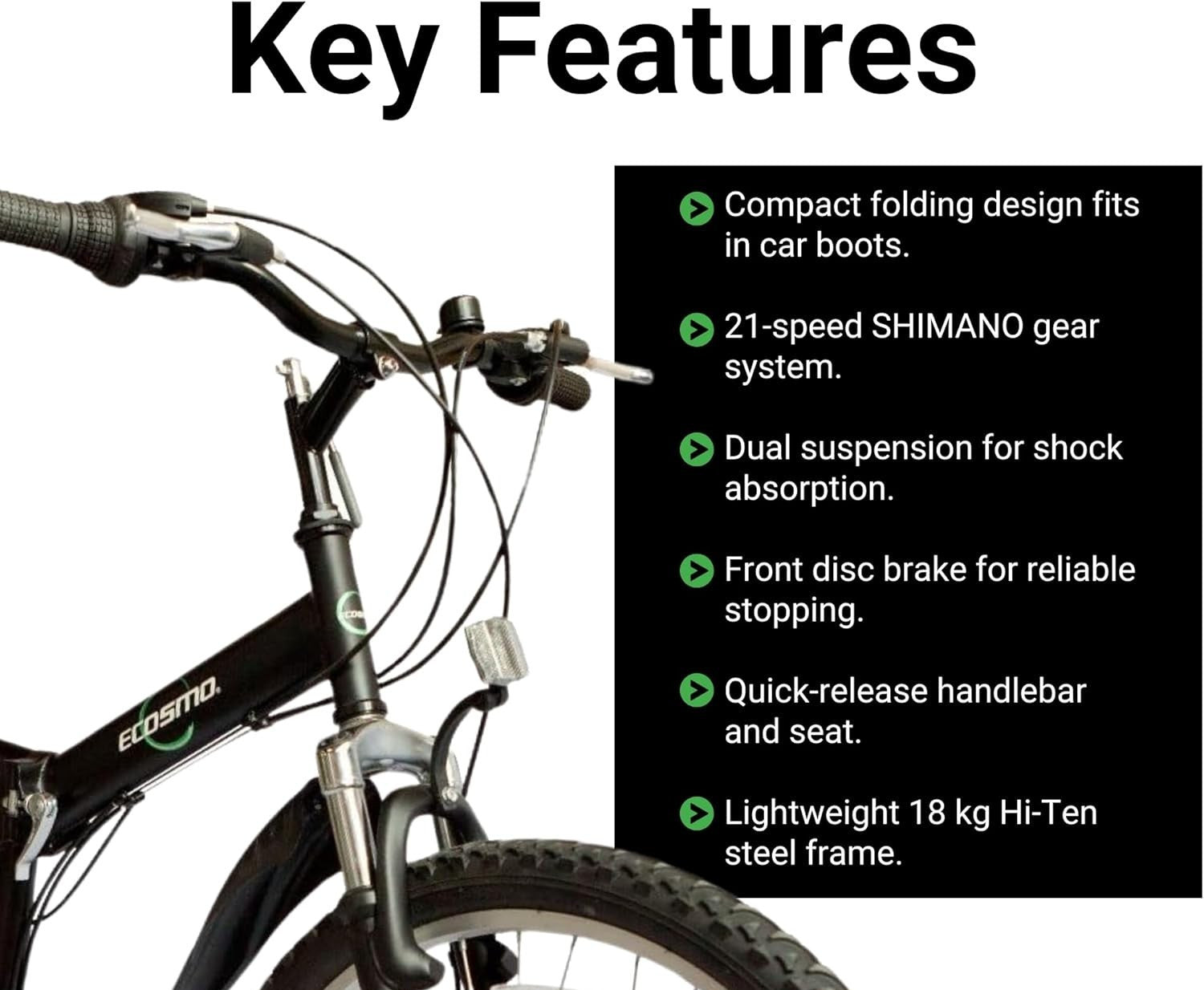 26" Folding Mountain Bike 21-Speed Shimano Disc Dual Suspension MTB