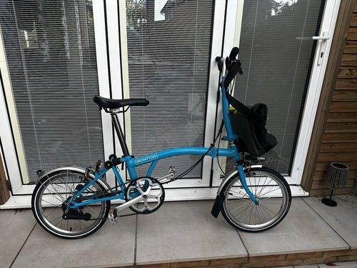 2018 Brompton M6L Folding Bike – Lagoon Blue – Six Speed – Mudguards & Bag