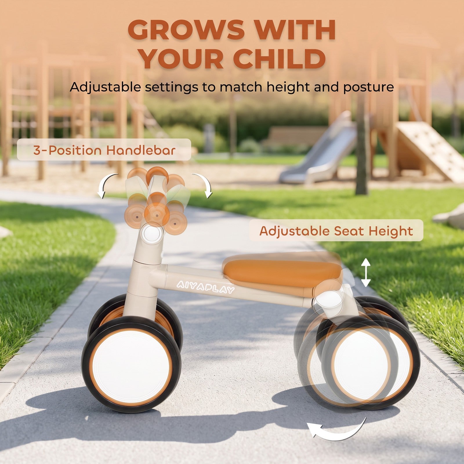 Balance Bike, Lightweight and Foldable Toddler Bike for 1-2 Years, Cream White
