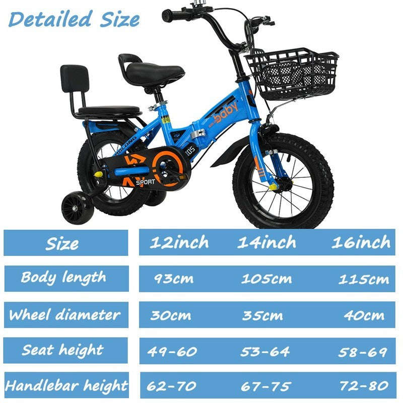 12inch Kids Bike Bicycle Children Boys Girls Foldable Cycle Removable Stabiliser