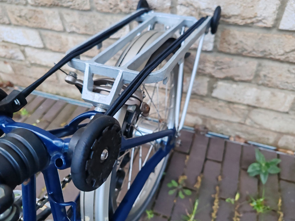 Brompton H6R 6 Speed Folding Bike Rack Brooks Saddle Commuter Blue