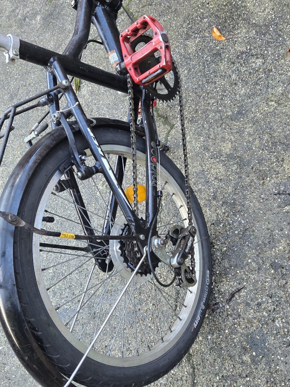 KCP Foldo 20" Wheel Folding Commuter Bicycle – Black, 6-Speed with Rear Rack