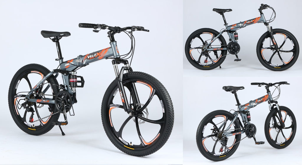 24"/26" Folding Mountain Bike – Full Suspension, Disc Brakes, Lightweight Frame