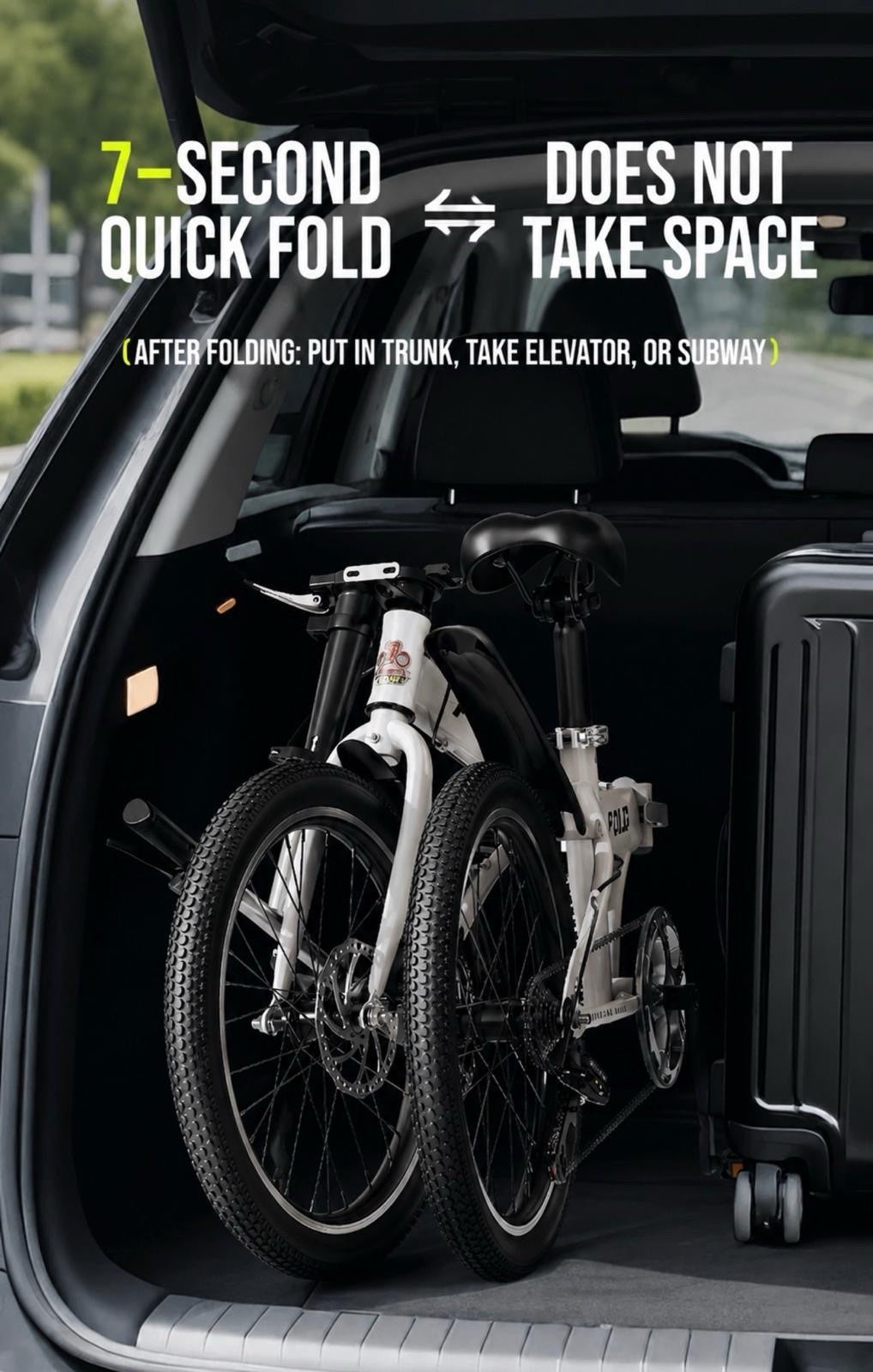 Forever Fold 20in Folding Bike 7-Speed Lightweight City Commuter Bicycle - grey