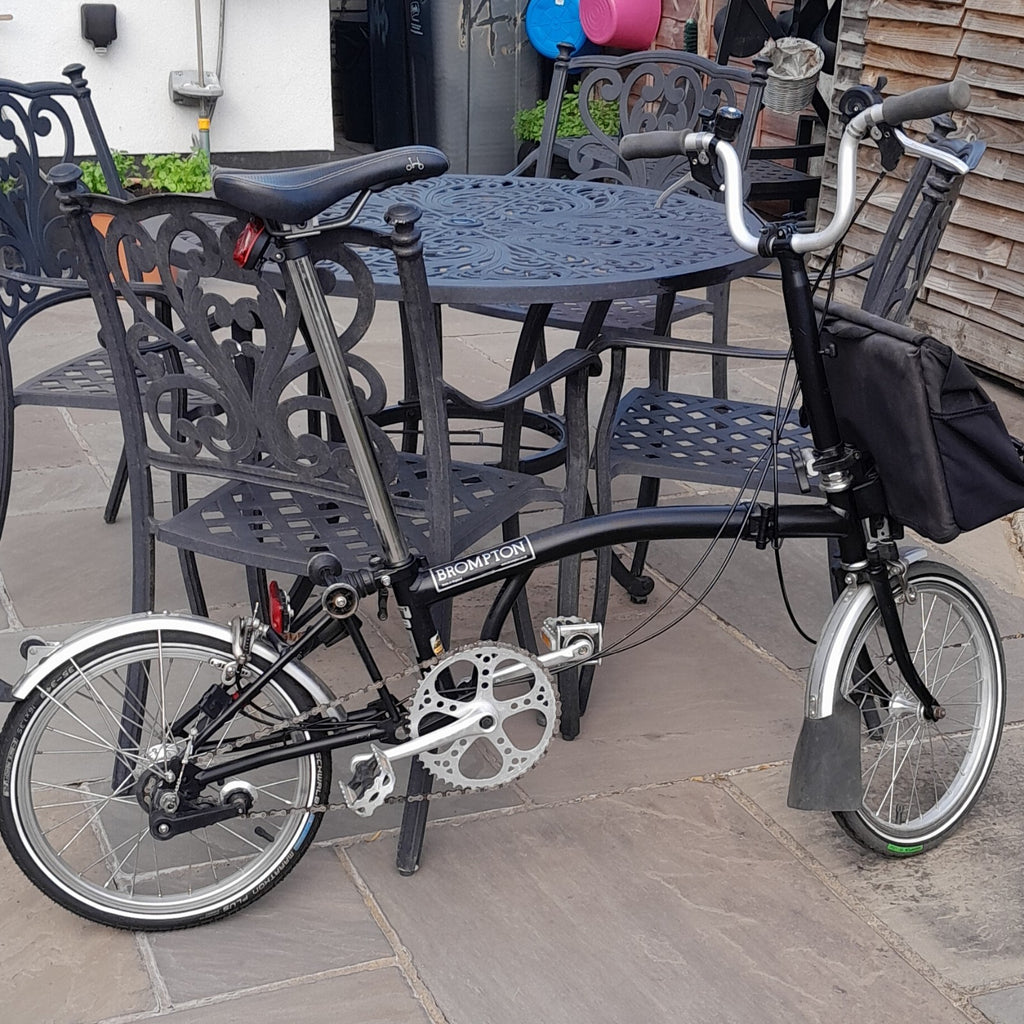 Brompton Folding Bike 16in Black with Mudguards, Reflectors, Derailleur Gears