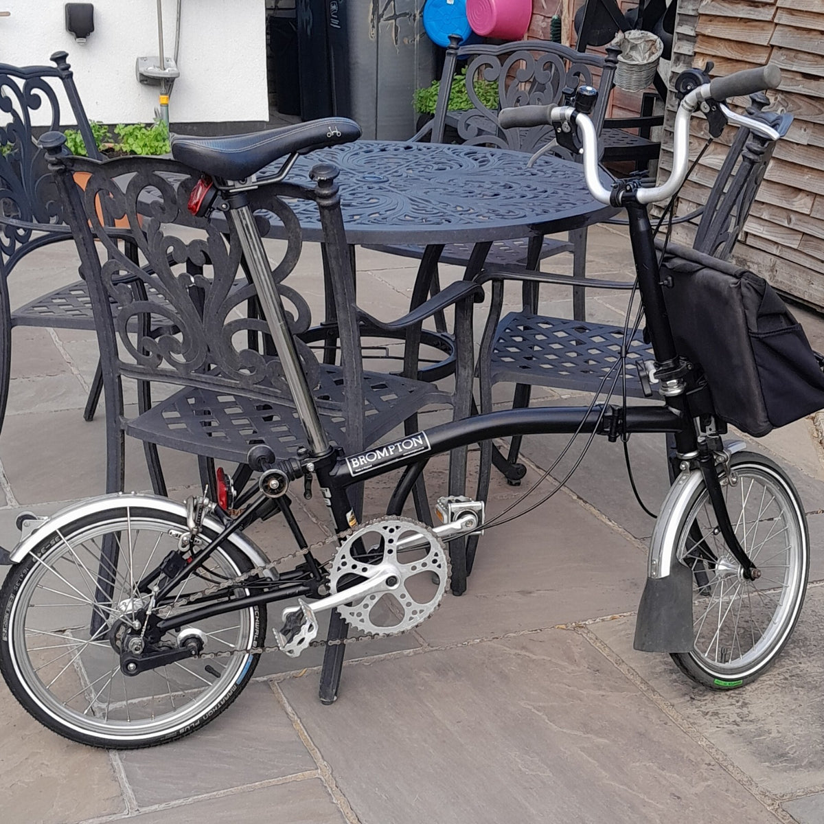 Brompton Folding Bike 16in Black with Mudguards, Reflectors, Derailleur Gears