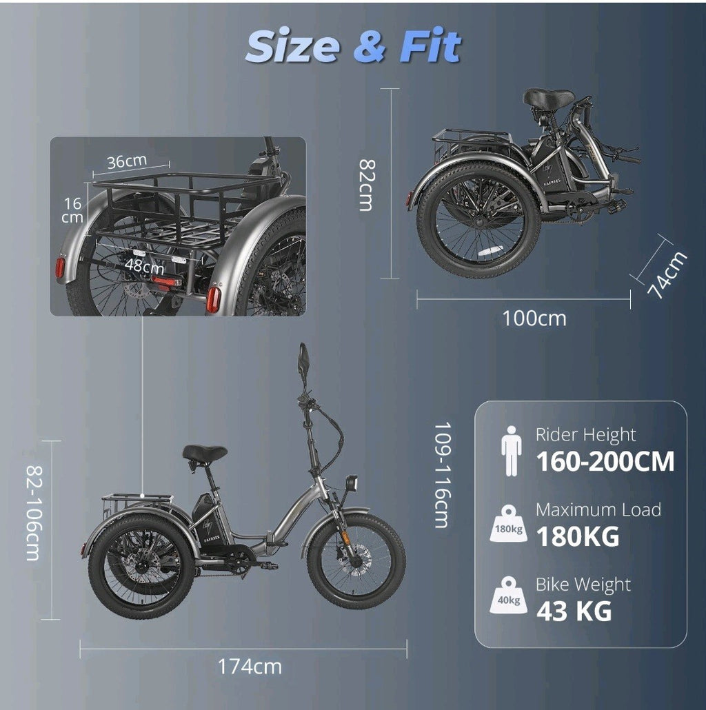 Fafrees F20 Mate  20" Tricycle, Folding Trike 3 Wheel. Adult trike