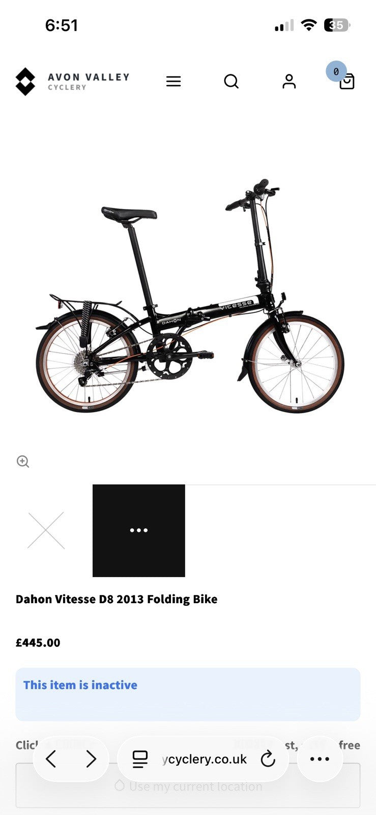Dahon Vitesse 2013 Folding Bike 20in Black Derailleur Gears V-Brake