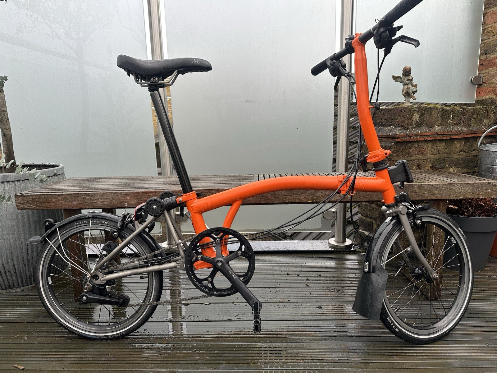 Brompton S6L Titanium Superlight model in blue folding commuter bike