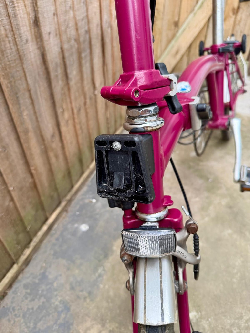 Brompton Folding Bike M3L in Pink with Mudguards and bag holder