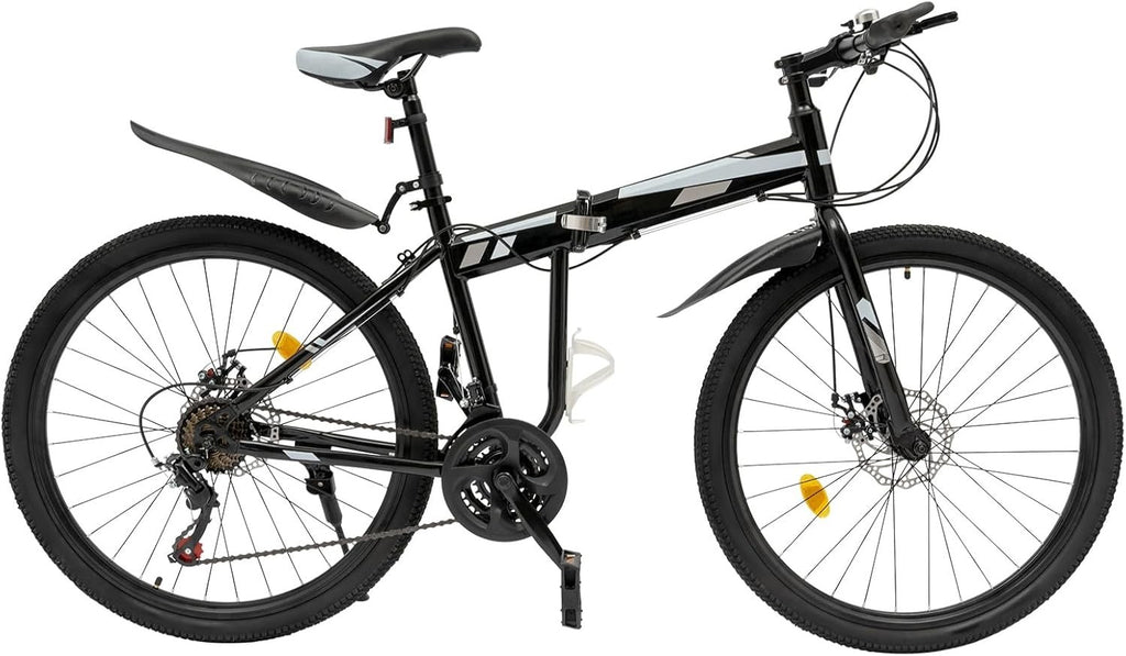 26" Foldable Mountain Bike 21 Speed Disc Brakes Urban Commuter Camping MTB