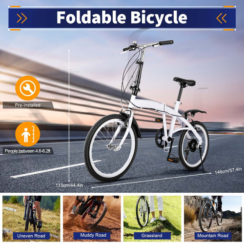Adult Folding Bikes 20 Inch Folding Mountain Bike 6 Milti Speed Men Bikes MTB