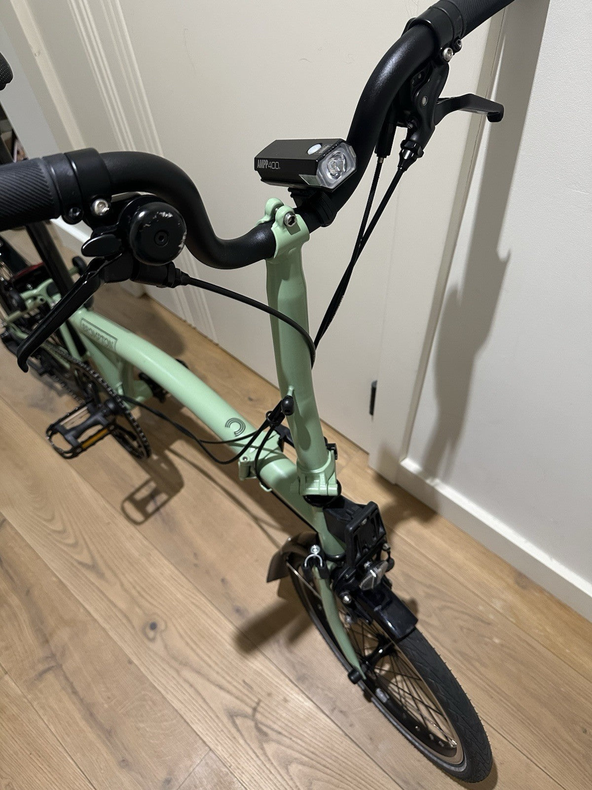 Brompton Folding Bike 16in Green, Mudguards, Derailleur Gears, Rim Brakes