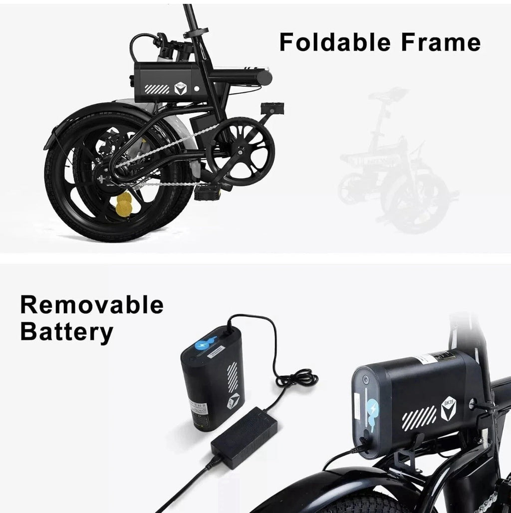 16" Folding Ele Bike  Lightweight 250W Adults City  Bike 25-60km Rang