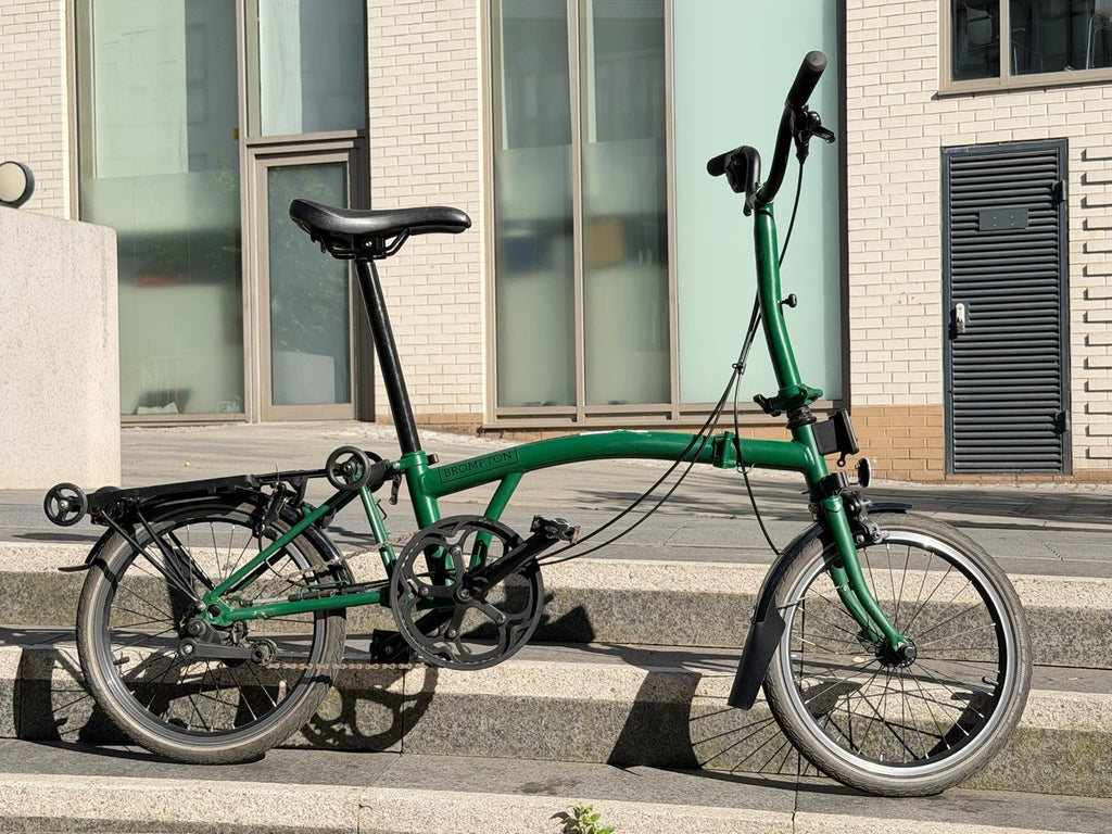 Brompton Folding Bike - Racing Green - M Bar 2 Speed With Rear Rack & Mudguards