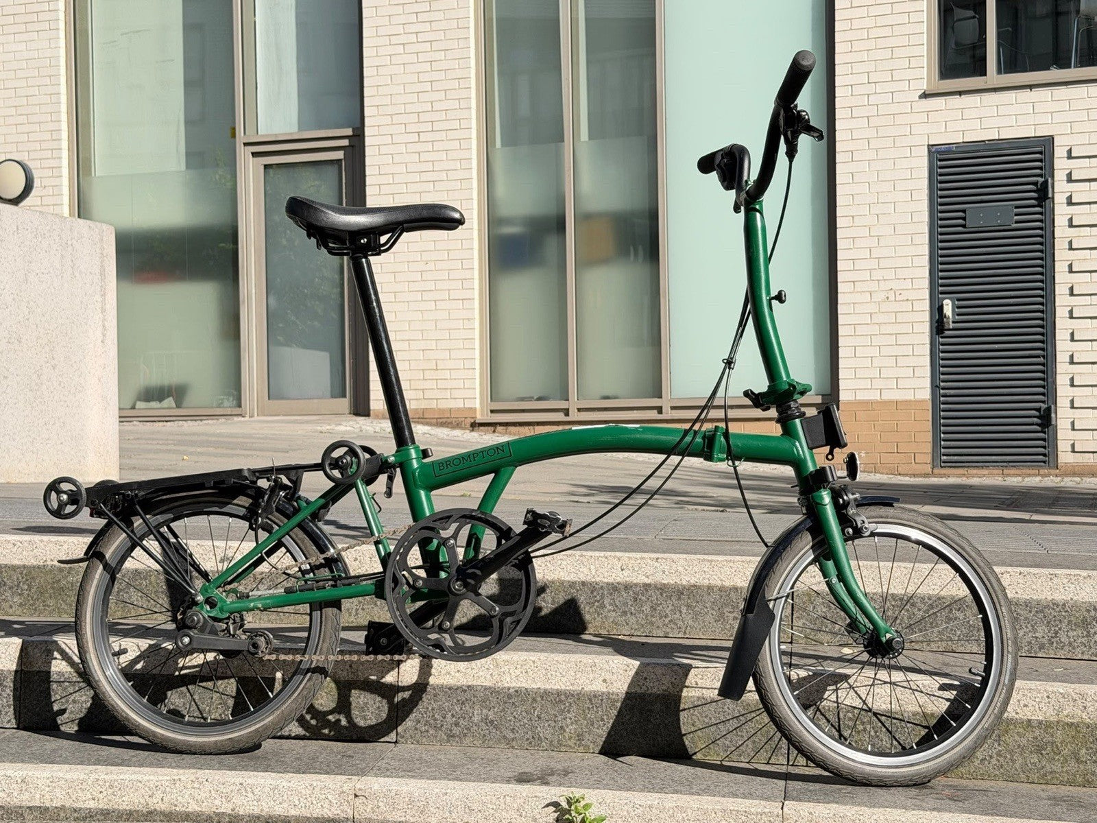Brompton Folding Bike - Racing Green - M Bar 2 Speed With Rear Rack & Mudguards