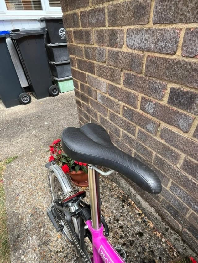 Hot Pink Vintage Brompton Folding Bike with Carry Bag on wheels Excellent
