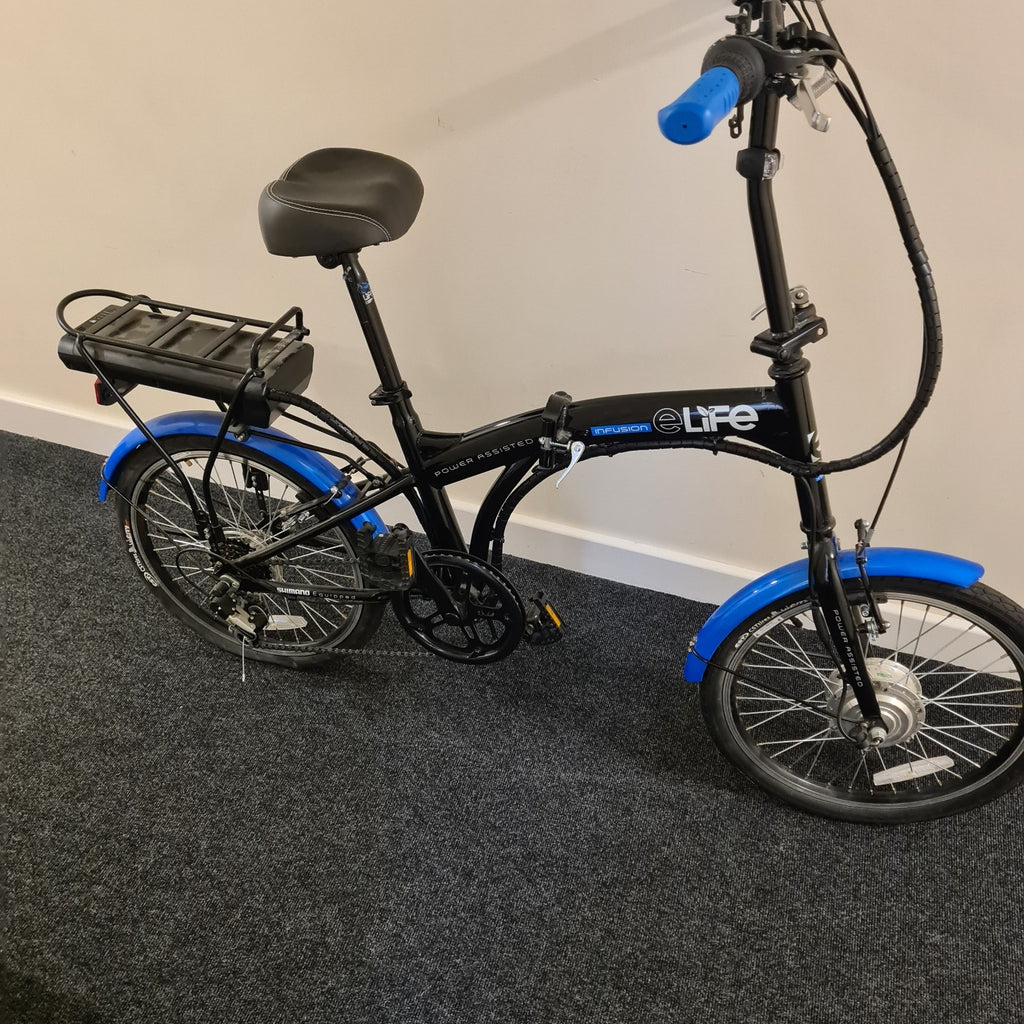 elife Infusion Power Assisted Folding Bike 153cm × 30cm x 94cm L/ W/H Used Once