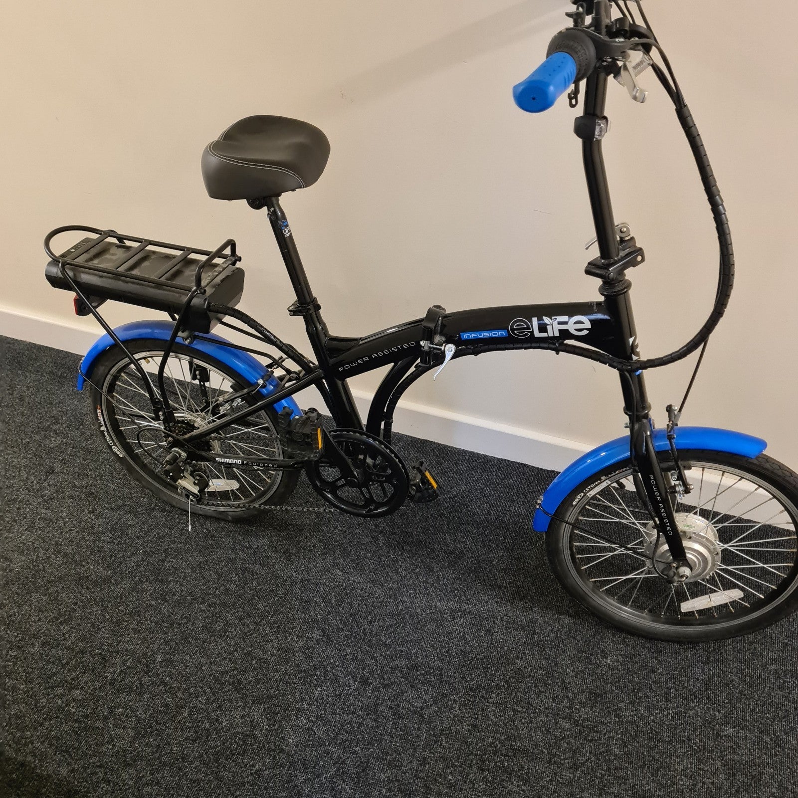 elife Infusion Power Assisted Folding Bike 153cm × 30cm x 94cm L/ W/H Used Once
