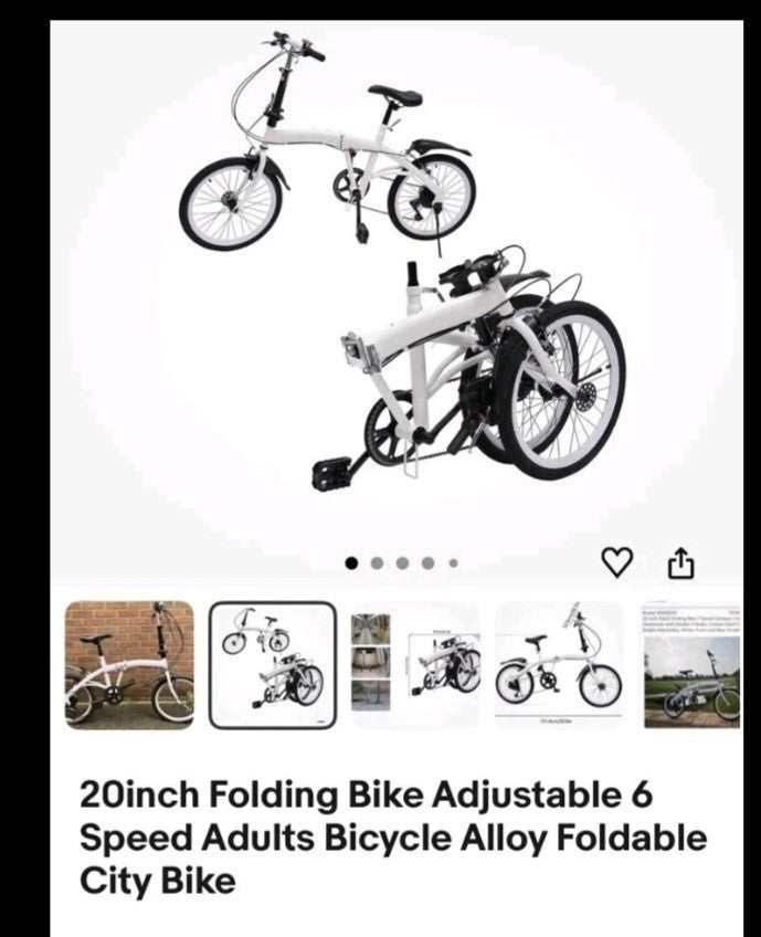 20inch Folding Bike Adjustable 6 Speed Adults Bicycle Alloy Foldable City Bike