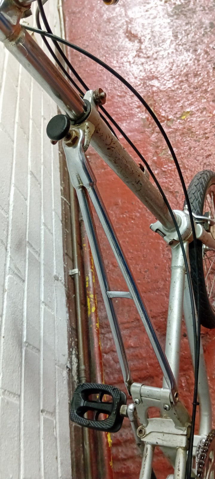 Silver Steel Folding Bike 20 in Wheels 1 Speed Riser Bars Rim Brake 24 cm