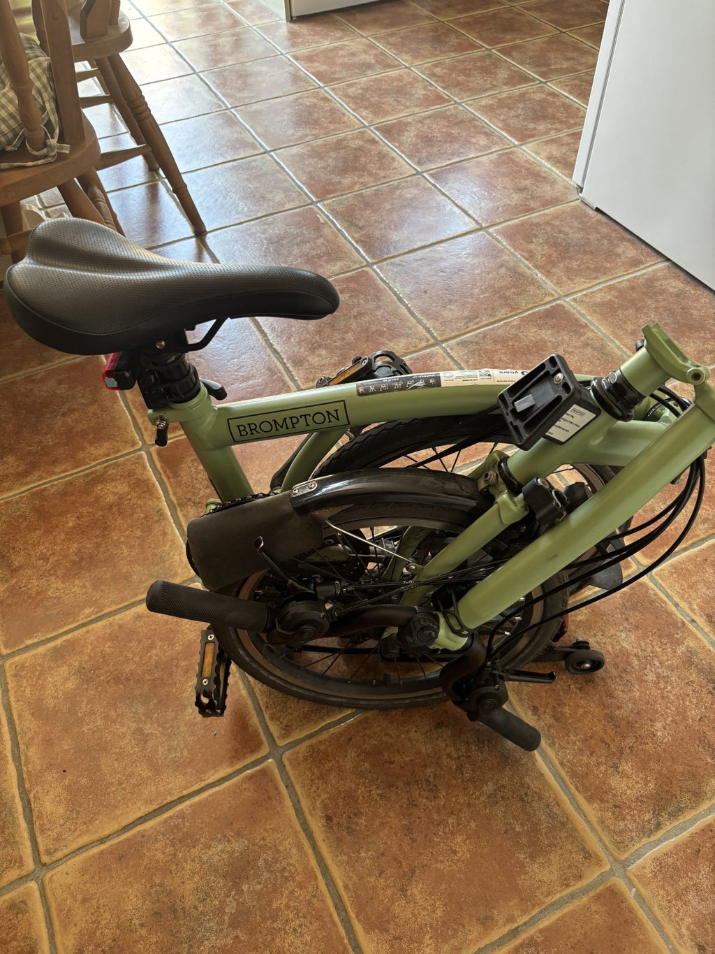 Brompton C Line Matcha Green Folding Bike. 2 Year Old Excellent Condition + Roll