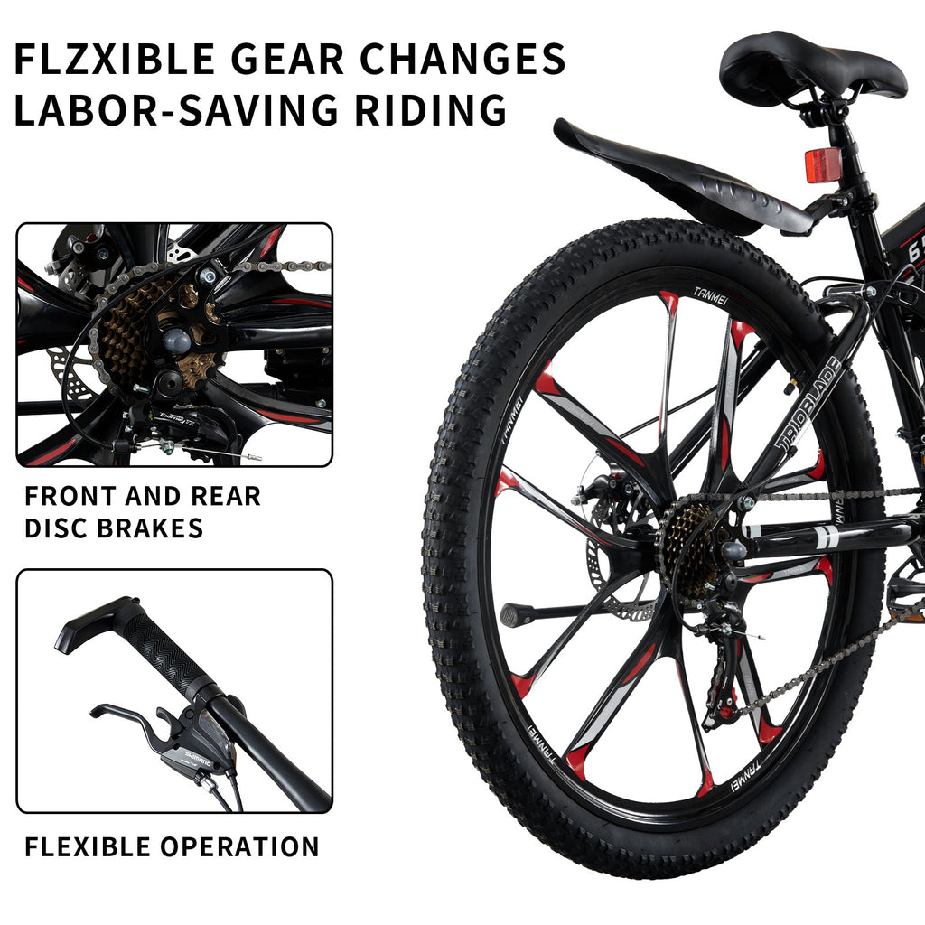 Folding Mountain Bike 27.5Inch Bikes 21 Speed Full Suspension Bicycle Men Women