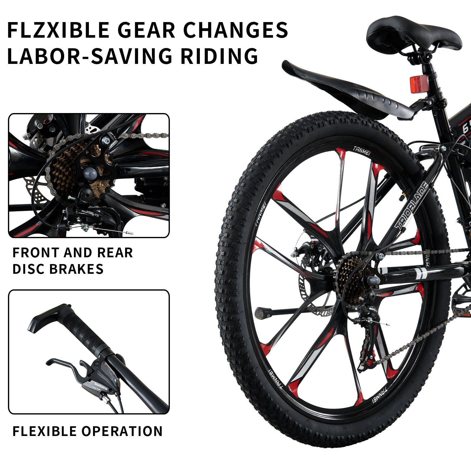Folding Mountain Bike 27.5Inch Bikes 21 Speed Full Suspension Bicycle Men Women