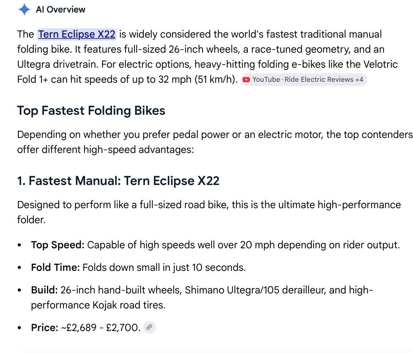 Tern Eclipse X22 Folding Bike