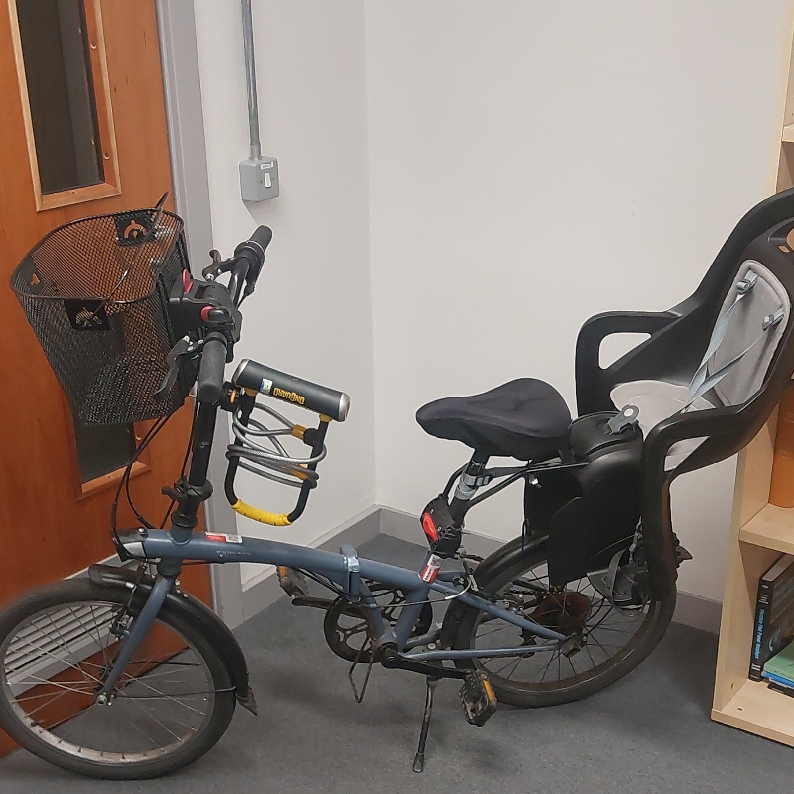 Decathlon Folding Bike With Basket And Kids Seat And Lock