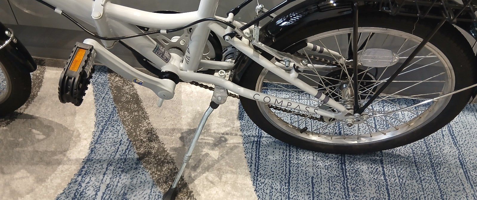 Compass Northern Folding Bike 20” wheels White and blue