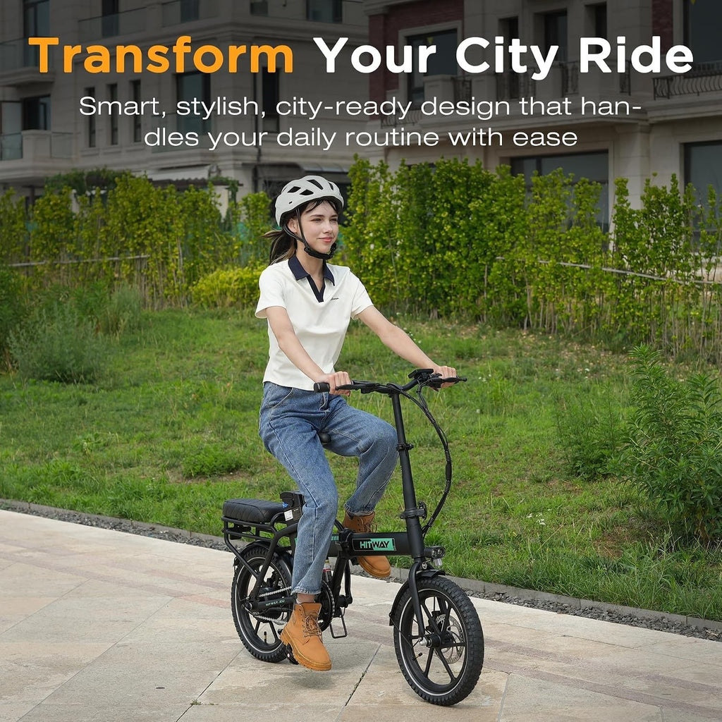 HITWAY BK5S 16 Inch Folding Bike 100km Range Black