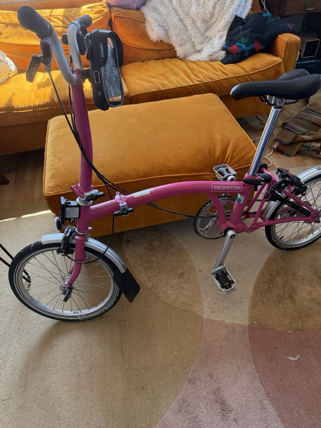 Brompton M3L Folding Bike Hot Pink – Barely Used +Pannier Carrier Block + Extras