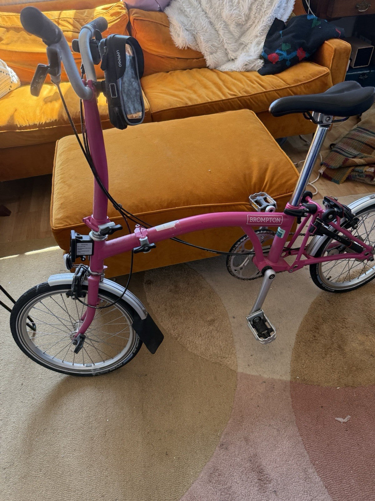 Brompton M3L Folding Bike Hot Pink – Barely Used +Pannier Carrier Block + Extras