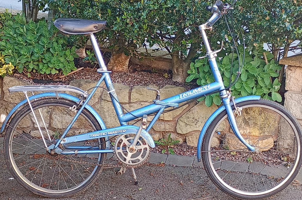 Raleigh Triumph Traffic Master Folding Bike 20in Blue 3 Speed Hub Mudguards Rack