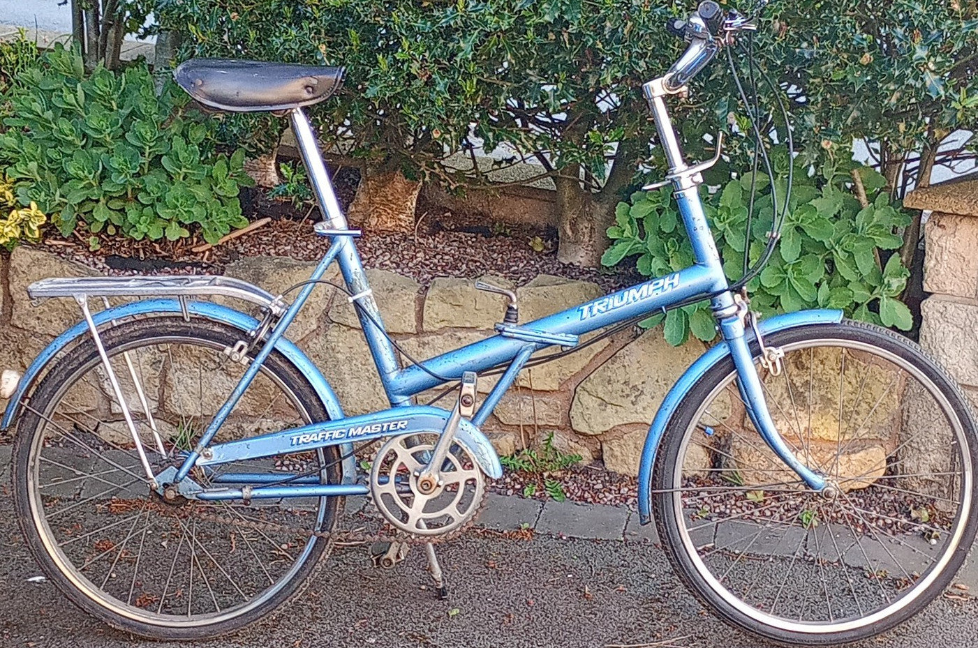 Raleigh Triumph Traffic Master Folding Bike 20in Blue 3 Speed Hub Mudguards Rack