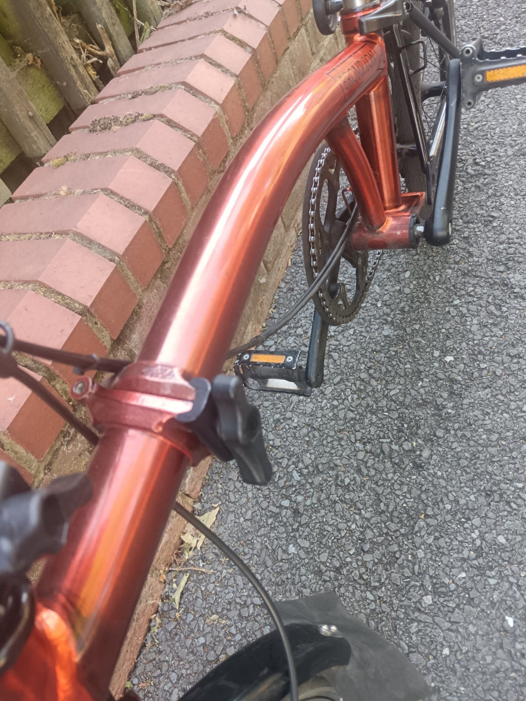 Brompton S2L Folding Bike Flame  lacquer red Black edition.