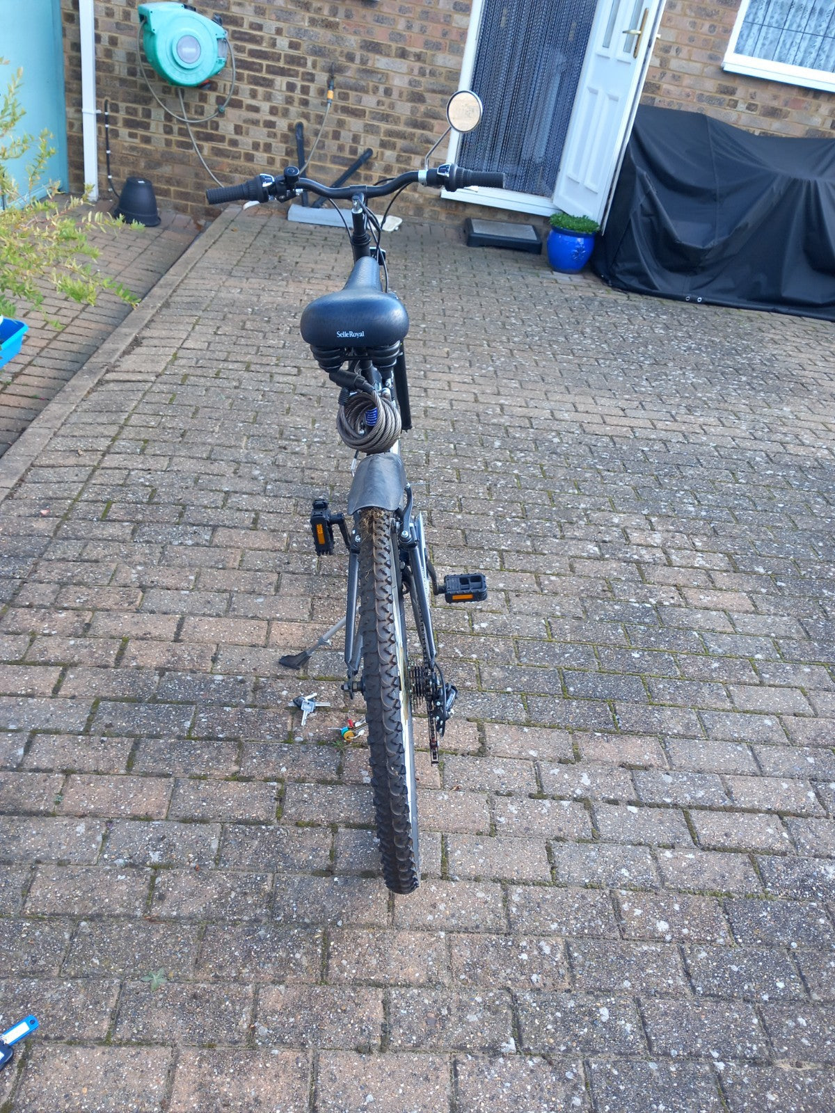 ecosmo folding bike mens black, 21 speed.